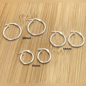 Set of 3 Sterling Silver 925 French Lock Hoop Earrings Set Classic Hoops New